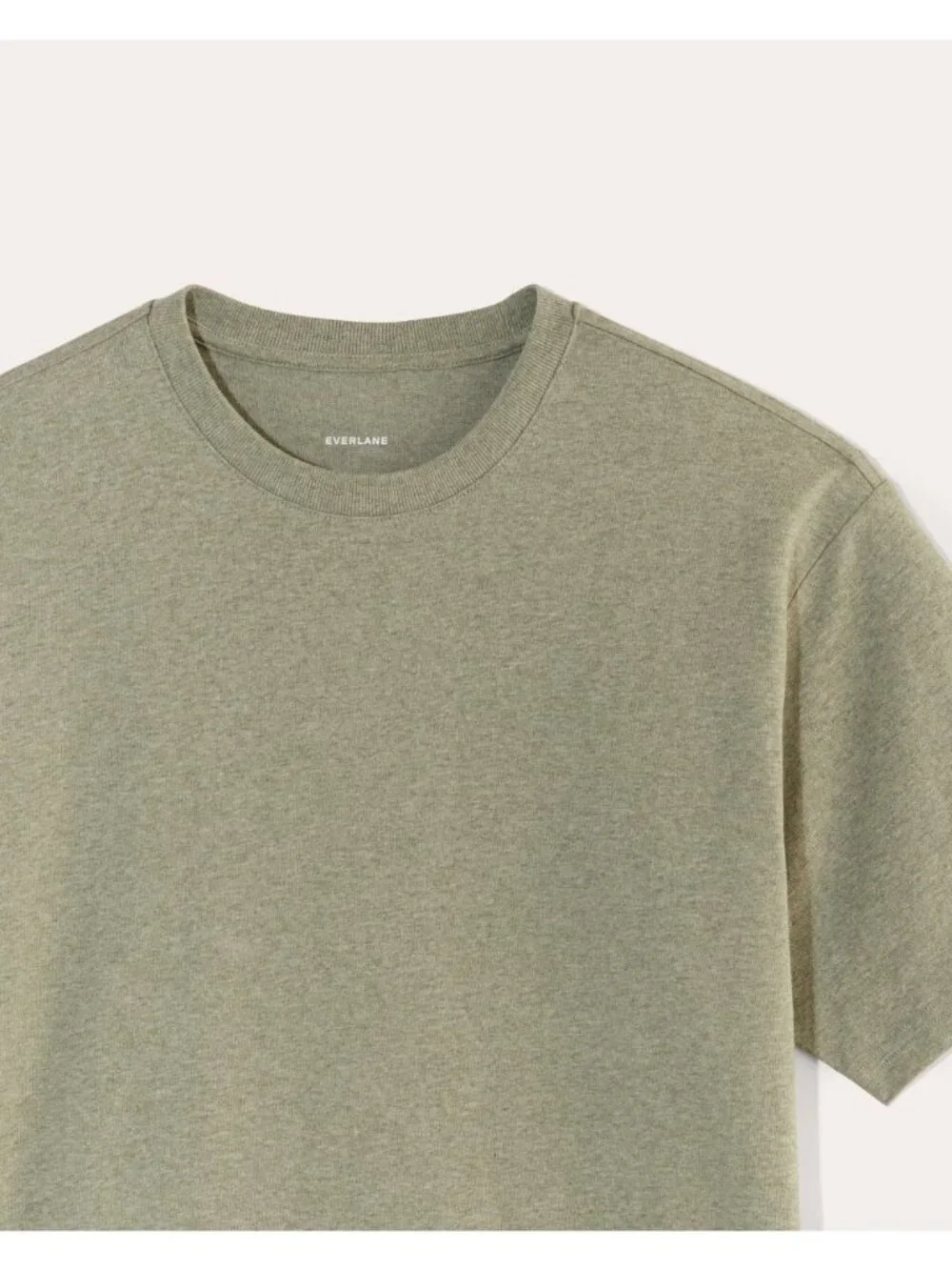 Everlane The Premium-Weight Crew in Heather Sage Green Large New Mens Tee Tshirt - Picture 9 of 12